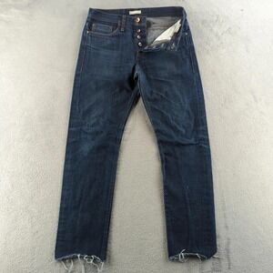 The Unbranded Brand UB201 Jeans Mens 31 Blue Dark Wash‎ Tapered Selvedge Denim